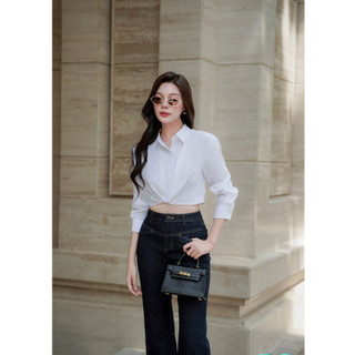 D.chic áo sơ mi dài tay croptop xoắn eo ms: 1812495