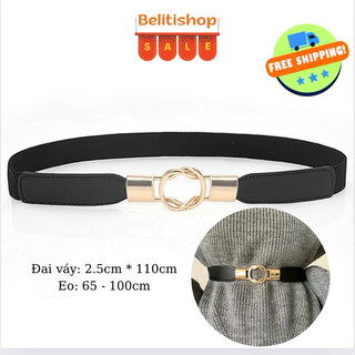  Thắt lưng chun nữ phối Da PU 2.5cm cao cấp khoá tròn xoắn xinh xắn dễ phối đồ 