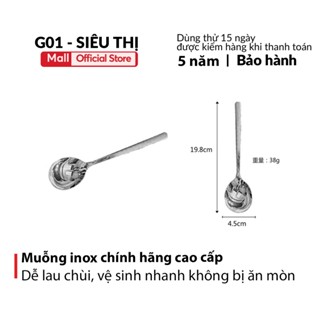 Muỗng inox cán dài đầu tròn cao cấp kiểu Hàn quốc G01 muỗng ăn cơm sang trọng cho gian bếp