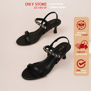 Giày sandal nữ DILY quai mảnh tôn chân, sandal cao gót quai phối xích sang trọng cao 6cm DL0519