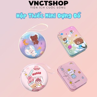 Hộp thiếc mini đựng đồ cute vnctshop, hộp sắt đựng phụ kiện trang sức nhỏ gọn bằng kim loại dễ thương