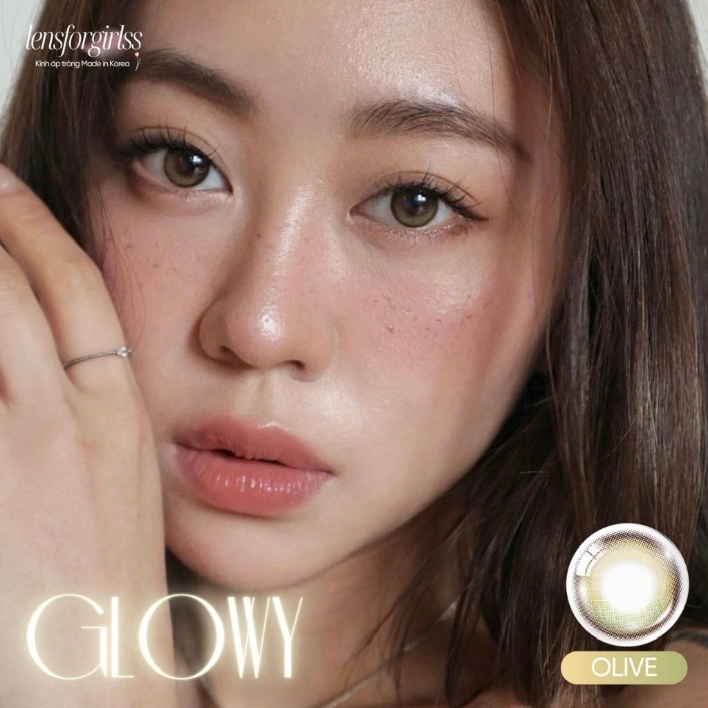 (OLENS) Lens 1 ngày | Kính áp tròng hiệu ứng phủ bóng GLOWY OLIVE chính hãng KOREA | LENSFORGIRLSS | BigBuy360 - bigbuy360.vn