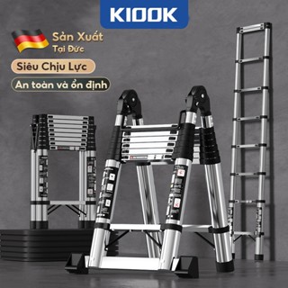 KIOOK Thang Rút Nhôm Inox Chữ A, Thang Rút Nhập Khẩu Chất Liệu Nhôm Inox Chiều cao có thể chạm 5.2m