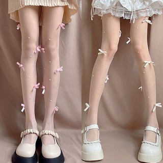 Quần tất lụa siêu mỏng đính nơ ngọc phong cách lolita Nhật Bản - Ngvinha2