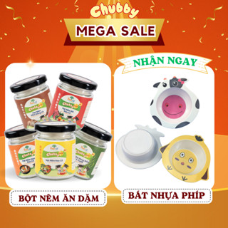 [Tặng bát nhựa phíp] Bột nêm ăn dặm rau củ, nấm đông cô, bò rau củ, rong biển cá tuyết, heo gà rau củ Chubby