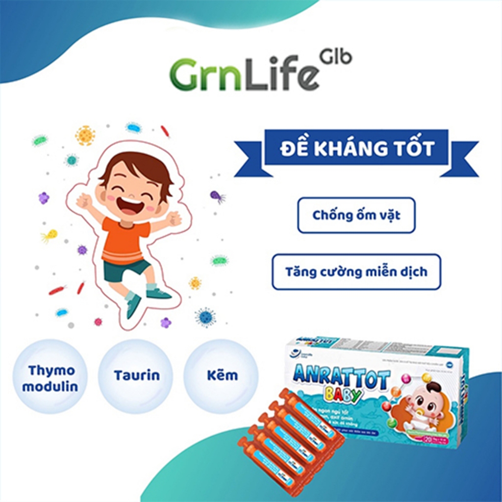 Combo 3 hộp siro ăn ngon cho bé GrnLife Anrattot Baby - Giúp bé ngủ ngon, tăng cân tăng đề kháng, giảm biếng ăn