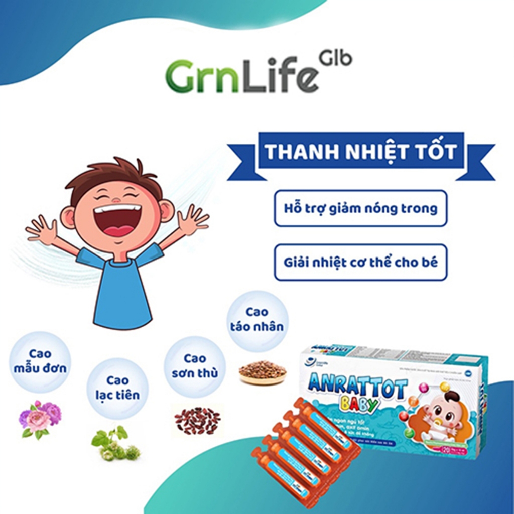 Combo 3 hộp siro ăn ngon cho bé GrnLife Anrattot Baby - Giúp bé ngủ ngon, tăng cân tăng đề kháng, giảm biếng ăn