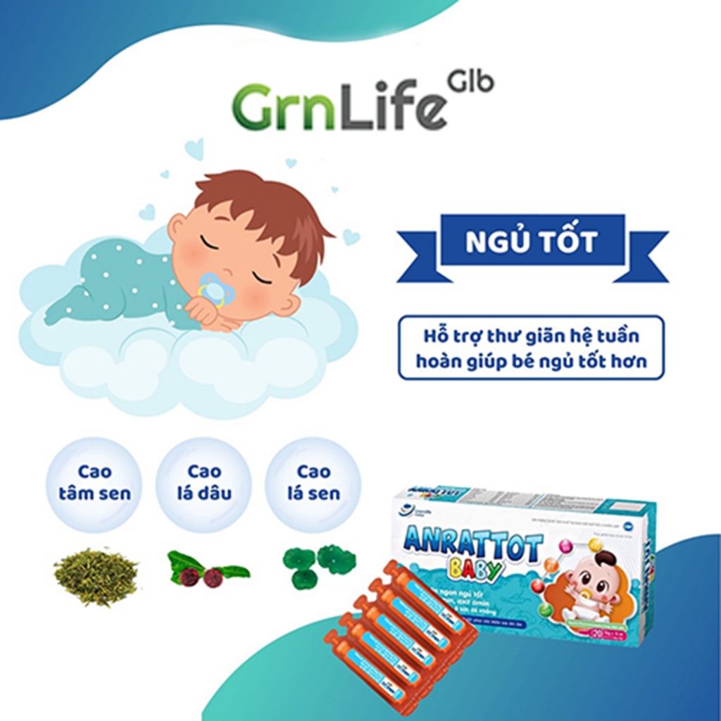 Combo 3 hộp siro ăn ngon cho bé GrnLife Anrattot Baby - Giúp bé ngủ ngon, tăng cân tăng đề kháng, giảm biếng ăn