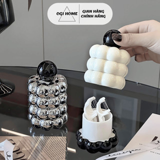Hộp Đựng Tăm Xỉa Răng Mạ Điện Sang Trọng, Lọ Đựng Tăm Bông, Chỉ Nha Khoa Nhỏ Gọn Xoay 360 Độ Ogi Home - HT02