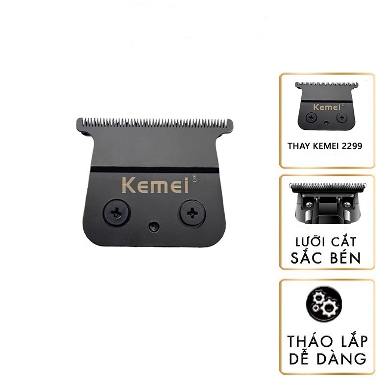 Bộ lưỡi tông đơ thay thế lưỡi chấn viền kemei KM2299