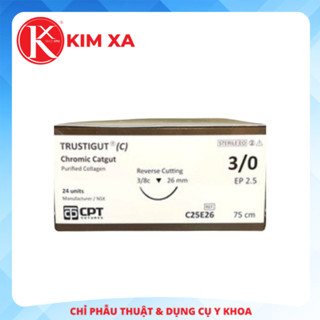 CHỈ PHẪU THUẬT TỰ TIÊU TAN CHẬM CPT TRUSTIGUT® (C) CHROMIC CATGUT số 3/0 - C25E26 (hộp 24 tép)