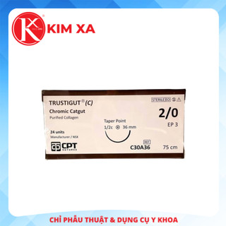 Chỉ phẫu thuật tự tiêu tan chậm cpt trustigut® chromic catgut số 2/0 - c30a36