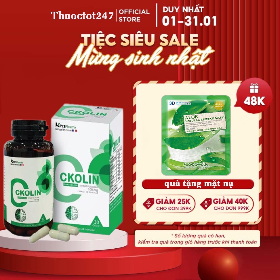 [GIÁ CHỈ 300]Hoạt huyết dưỡng não CKOLIN (Nhập khẩu PHÁP), giảm đau đầu, chóng mặt, phòng ngừa tai biến.