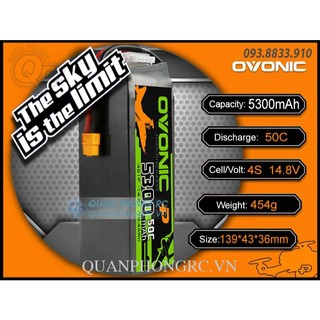 Ovonic 5300mah 4s 50c 14.8v lipo battery xt60 plug