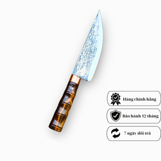 Dao Bầu nhỏ thái lọc đa năng lưỡi dao bằng thép nhíp xe lưỡi dài 18 cm cán gỗ quý cẩm chỉ