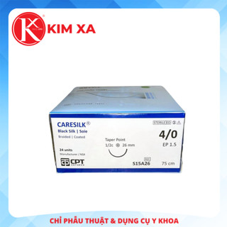 CHỈ PHẪU THUẬT KHÔNG TIÊU CPT CARESILK SILK số 4/0 - S15A26 (hộp 24 tép)