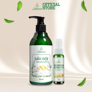 Dầu gội Bưởi JULYHOUSE 300ml và Serum dưỡng tóc tinh dầu Bưởi 38ml ngăn ngừa gãy rụng, dưỡng tóc suôn dài óng mượt