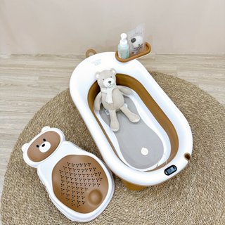 Chậu tắm gấp gọn gấu nâu cao cấp cảm nhiệt