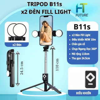 Gậy Chụp Ảnh 3 Chân B11S Có Đèn Led Trợ Sáng Tripod Chụp Hình Tự Sướng Bluetooth Điều Khiển Từ Xa