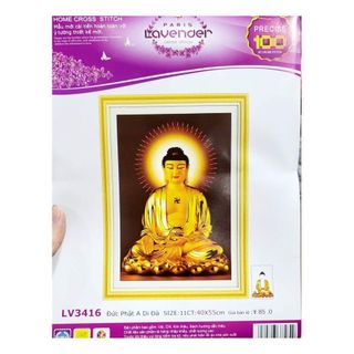 Tranh thêu Đức Phật A Di Đà LV3416 - kích thước: 40 * 55cm. (TRANH CHƯA LÀM)