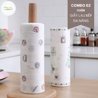 Combo 02 cuộn giấy lau bếp đa năng tiện dụng tiết kiệm, lau mặt bếp, lau chén, lau bàn