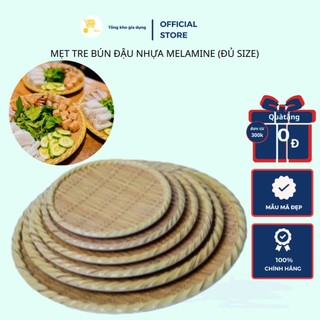 Đĩa Nhựa Giả Mây, Mẹt Giả Tre, Mẹt Tre Bún Đậu Tròn Nhựa Melamine (Đủ Size) Mta-Mart Cao Cấp, Bền Đẹp