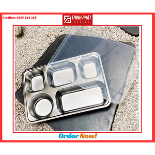 Khay cơm inox 5 ngăn, hộp đựng cơm inox 5 ngăn có nắp đậy