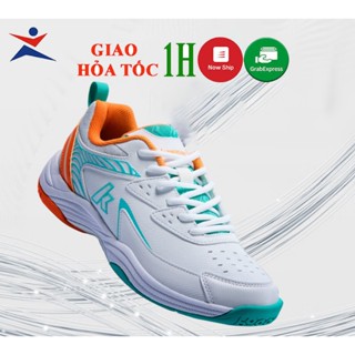 giày cầu lông kawasaki B3329 mẫu mới màu trắng cam phù hợp cho cả nam và nữ bảo hành 12 tháng êm chân thoáng khí