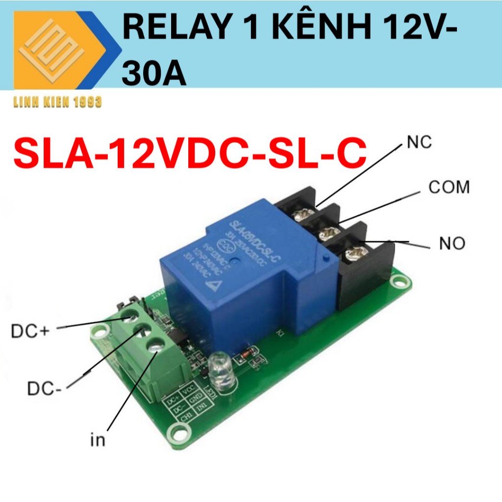 Module relay 1 kênh 12v 30A , mạch điện relay 30A
