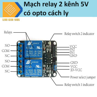Mạch relay 2 kênh có opto cách ly 5V