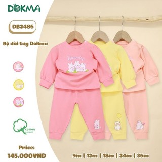 Bộ cotton cài vai dài tay Dokma bé gái 9-36M DB2486