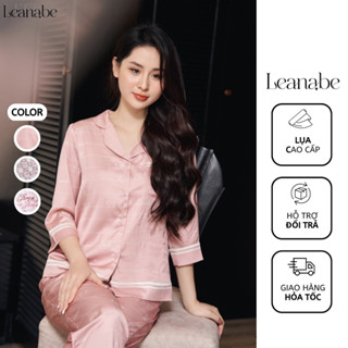 Bộ Ngủ Đồ Bộ Mặc Nhà Chất Liệu Lụa Tơ Cao Cấp Mềm Mịn Áo Lửng Quần Dài Cổ Sen Pijama Hàng Thiết Kế Leanabe Homwear 23L1