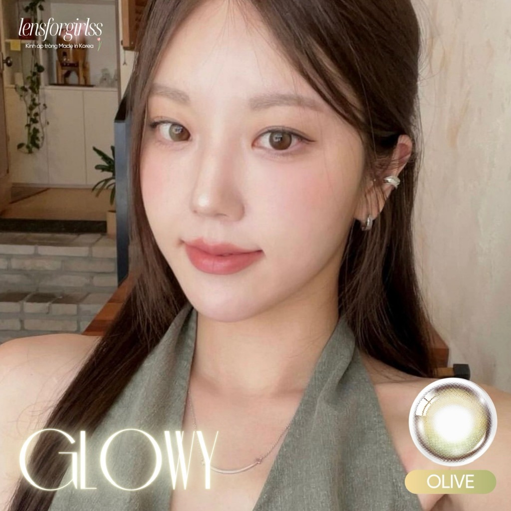(OLENS) Lens 1 ngày | Kính áp tròng hiệu ứng phủ bóng GLOWY OLIVE chính hãng KOREA | LENSFORGIRLSS | BigBuy360 - bigbuy360.vn