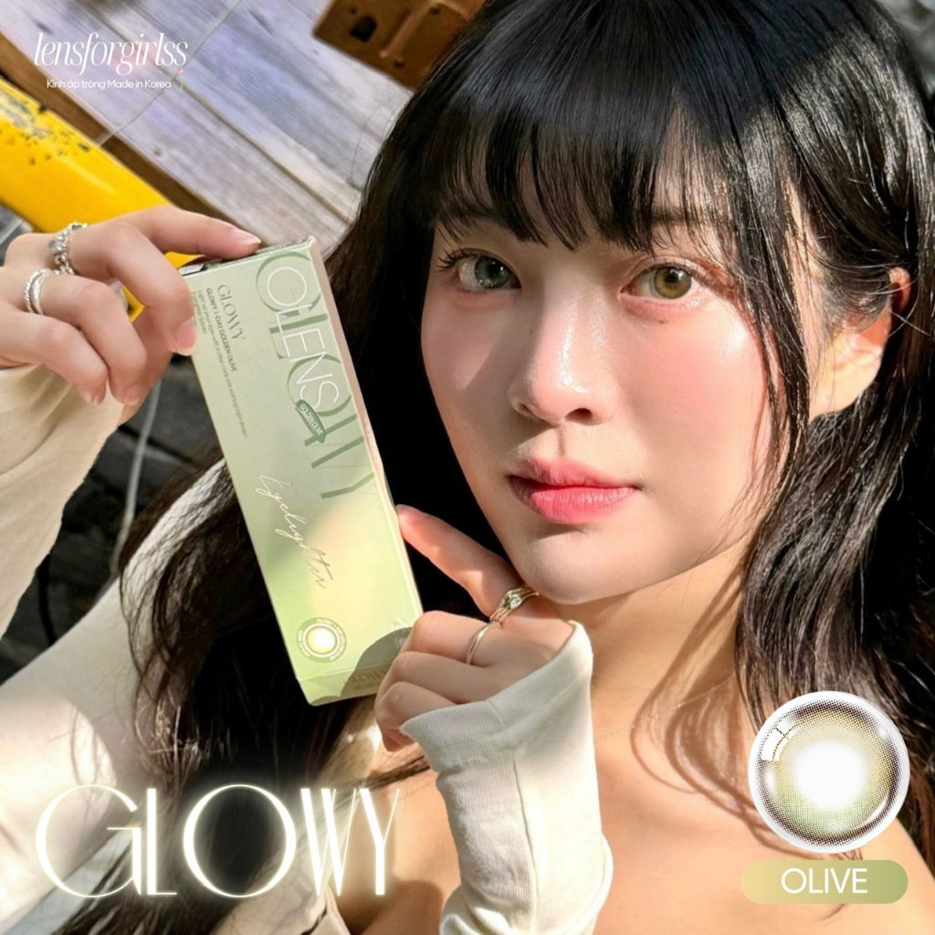 (OLENS) Lens 1 ngày | Kính áp tròng hiệu ứng phủ bóng GLOWY OLIVE chính hãng KOREA | LENSFORGIRLSS | BigBuy360 - bigbuy360.vn