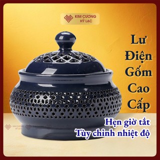 Lư điện xông trầm bằng gốm, lư xông tinh dầu kích thước nhỏ gọn