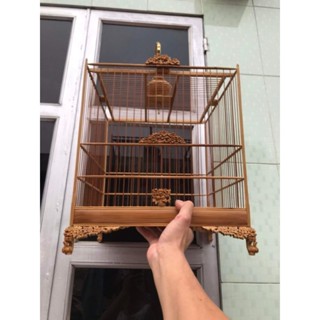 Khung lồng chim chào mào chất liệu tre tự ráp vuông-thái,cao- đấu