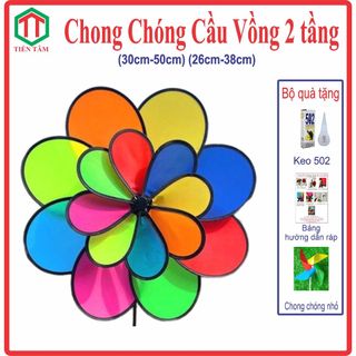 Chong chóng cầu vồng 2 tầng, (hàng loại 1) tặng keo 502 + hướng dẫn ráp + chong chóng nhỏ.