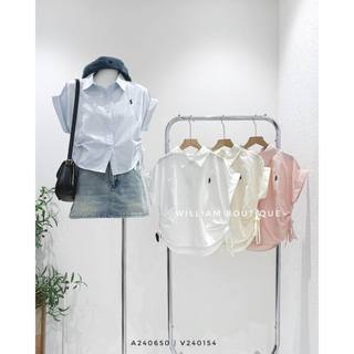 Áo sơ mi tay ngắn thêu ngựa rút 9973
