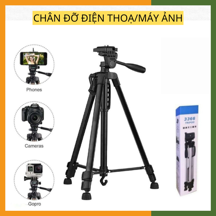 TRIPOD 3366 Cao 1m4 TẶNG KÈM GIÁ ĐỠ/REMOTE ĐIỆN THOẠI