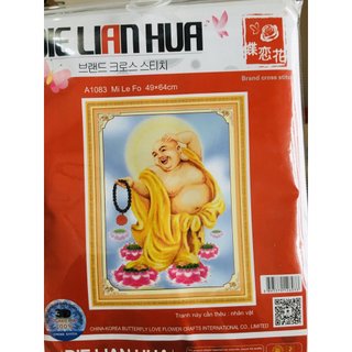 Tranh thêu Phật Di Lặc hoa A1083 - kích thước: 49 * 64cm. (TRANH CHƯA LÀM)