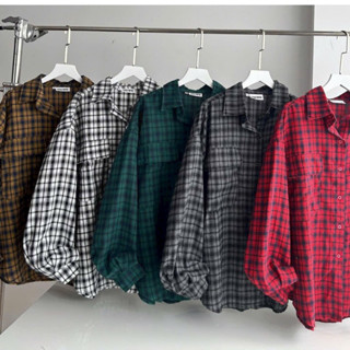 Áo Sơmi Sọc Caro Tay Phồng Nhiều Màu Nam Nữ