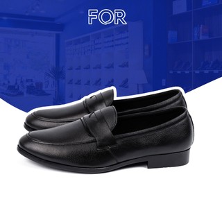 Giày lười Loafers FOR da bò thật Mill hạt màu đen siêu mềm PLF22