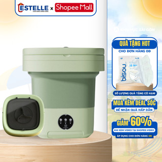 Máy Giặt Mini Gấp Gọn ESTELLE Giặt Đồ Trẻ Em Tất Vớ Đồ Lót Dung Tích 6L Tự Vắt Khô Công Nghệ Khử Khuẩn Bảo Hành 12 Tháng