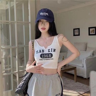 Áo sát nách nữ,áo 3 lỗ croptop cổ v in số 1968 a93