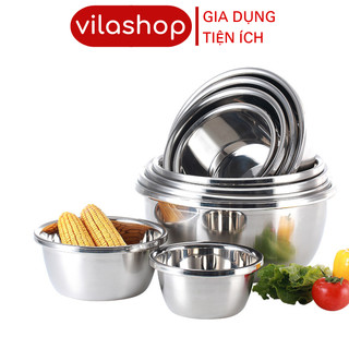  9 Mã Chậu Inox Sâu Lòng Vilahome Thau Rửa Đựng Rau Củ Quả Trộn Bột Bánh Có Viền Bo 