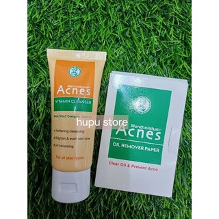 Kem rửa mặt VITAMIN ACNES VITAMIN Cleanser + Tặng Giấy thấm dầu Acnes Oil Remover 50 tờ