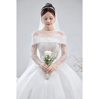 Váy cưới Midu tay dài vai ngang