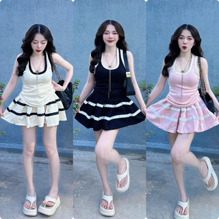 Sét chân váy 3 lỗ viền sọc