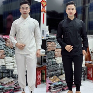 ĐỒ LAM ĐI CHÙA Set Nam Cao Cấp  - có 2 màu trắng và đen