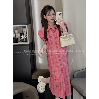 ĐẦM SƠ MI CARO MIDI (KÈM VIDEO HÌNH THẬT)